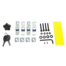 Cargar imagen en el visor de la galería, CAJUELA CUADRADA 45L PLÁSTICO TECHX2 PLATA/NEGRO C/ RESPALDO Y SEGURO ANTIROBO MOD. SG-530