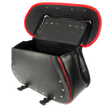 Cargar imagen en el visor de la galería, ALFORJA GRANDE OVALADA 2 BROCHES K2 LINEA ROJA C/ ADORNOS Y PORTA HERRAMIENTAS (JUEGO)