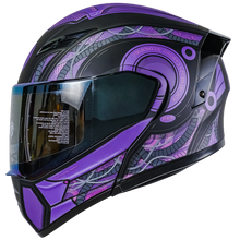 Cargar imagen en el visor de la galería, Casco Kov Estelar Cyborg Morado (Luz Led) Abatible