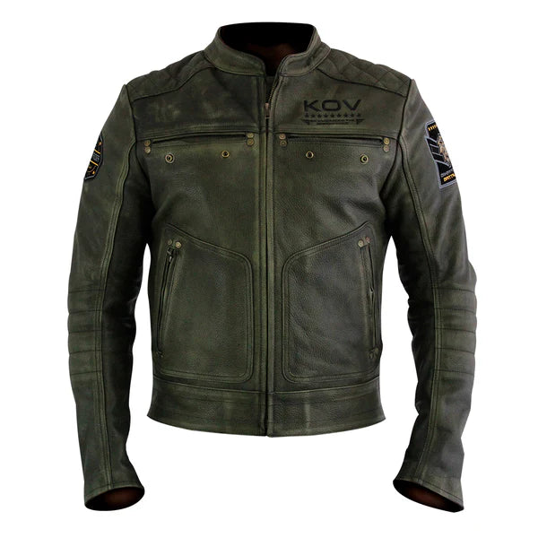 CHAMARRA KOV DE PIEL CON PROTECCIONES K-FORCE VERDE – Viteza Motos