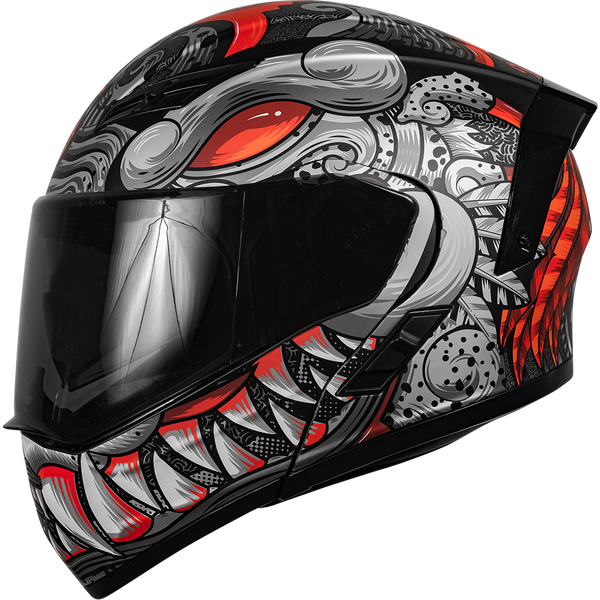 Casco Kov Balam Estelar Rojo (Luz Led) Abatible