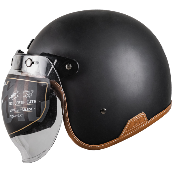 Casco Kov Classic 3/4 Negro Solido