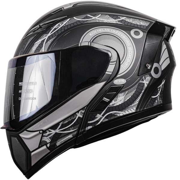 Casco Kov Estelar Cyborg Negro (Luz Led) Abatible