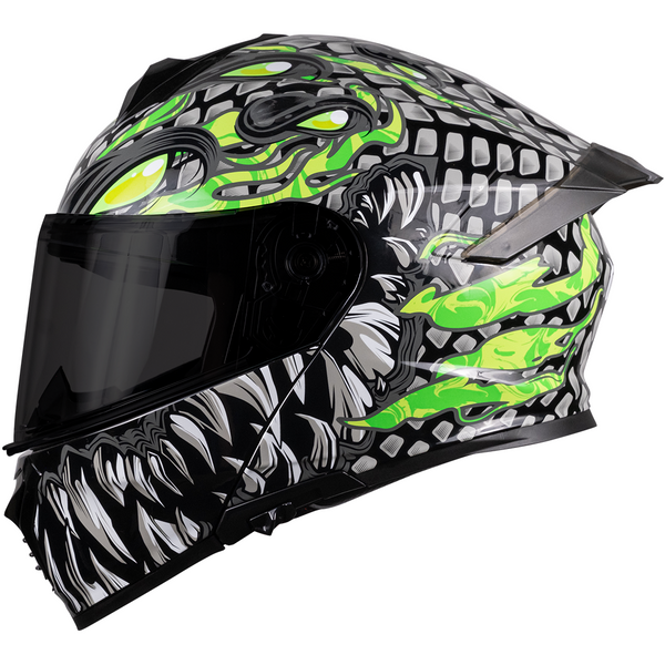 Casco Kov Thunder Tóxic Escamas Gris Fluorescente