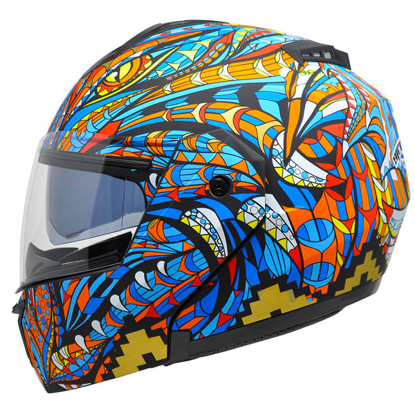 Casco Kov Stealth Alebrije Azul Abatible