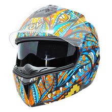 Cargar imagen en el visor de la galería, Casco Kov Stealth Alebrije Azul Abatible
