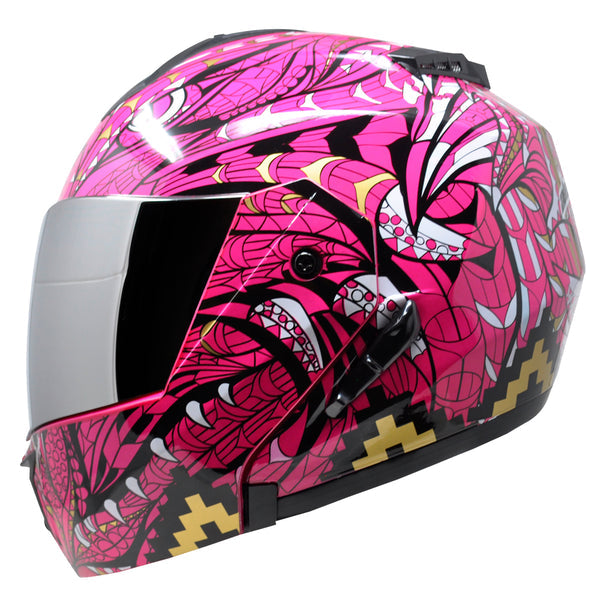 Casco Kov Stealth Alebrije Rosa Abatible