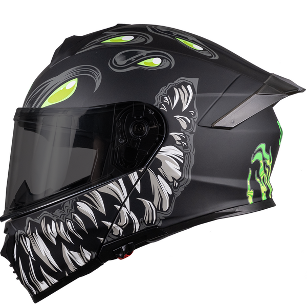 Casco Kov Thunder Tóxic Escamas Negro Fluorescente