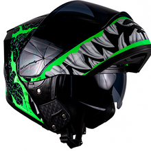 Cargar imagen en el visor de la galería, Casco Kov Estelar Troll Negro/Fluorescente LED
