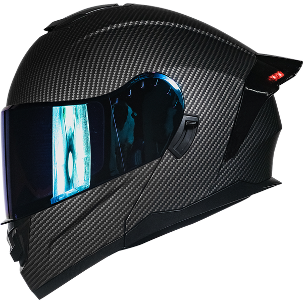 Casco Kov Zero Tipo Fibra de Carbono (Luz Led) Abatible